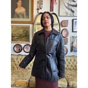 Y2K Oakwood Leather Coat Ladies Size Medium